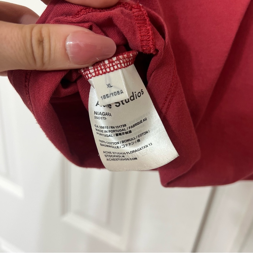 Acne Studios Maroon Red Solid Basic Tee Shirt Tsh… - image 6